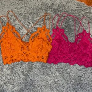 Free People Adella Bralletes in Rose Hypnotic and Spanish Chestnut